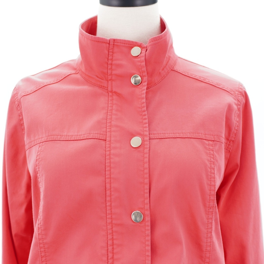 Chico's Luxe Twill Utility Jacket Pink Mock Neck Full Zip Women's Size 1 /Size 8